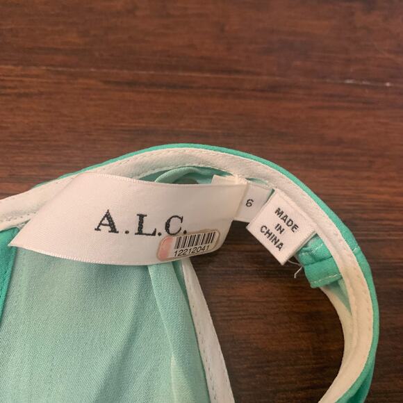 A.L.C. Tallulah white green & navy tie-dye sleeveless silk midi dress size 6 - Picture 9 of 15